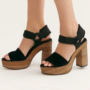 {FP} Free People | Sport Society Suede Sandal Strap Woven Block Heel Platform  9